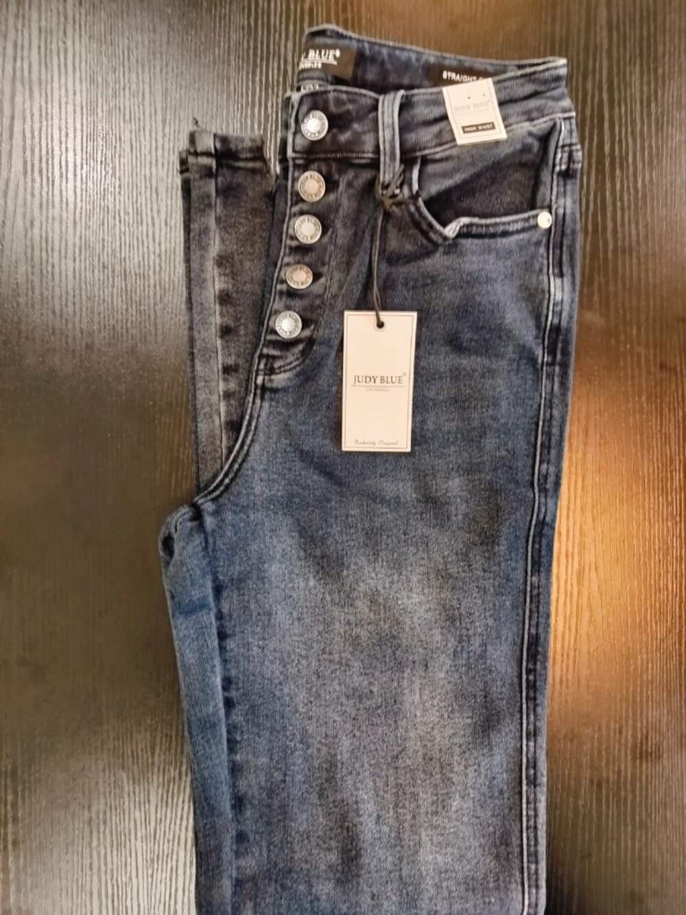 Judy Blue NWT High Rise Straight Button Fly Raw Hem Jeans Size 5/27 - Picture 6 of 12